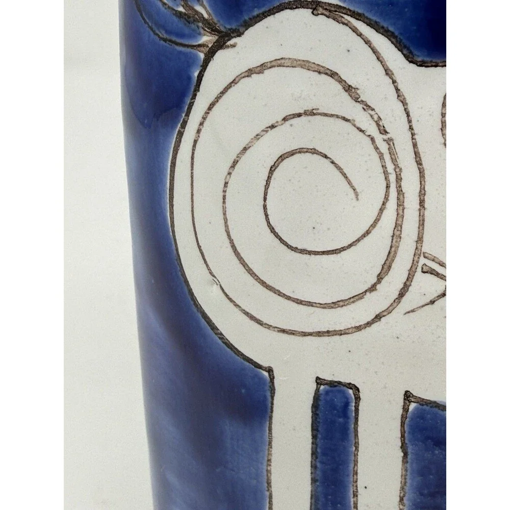 Desimone Hand-Painted Blue & White Ceramic Art Pottery Pitcher Figural